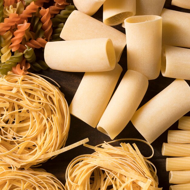 Top view composition with different pasta