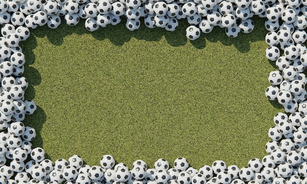 Вид сверху композиции с футбольными мячами