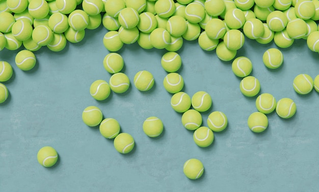 Top view of composition with tennis balls