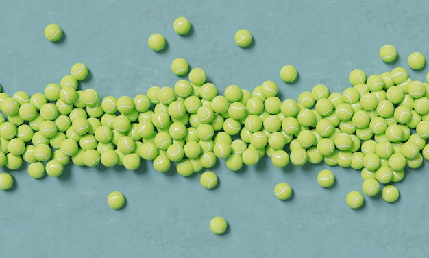 Top view of composition with tennis balls