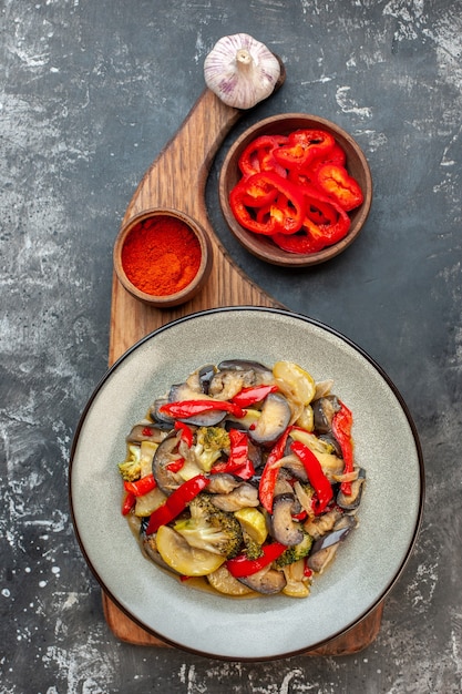 Top view cooked vegetable meal delicious dish 