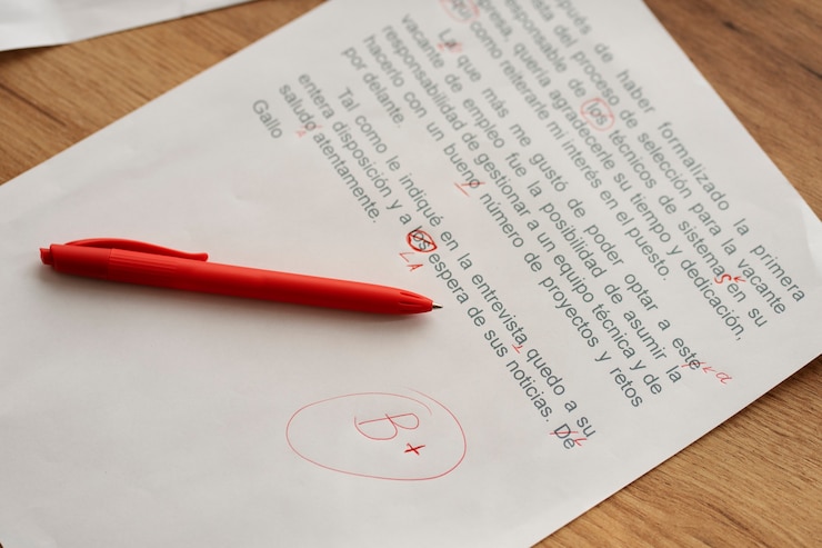 Free Photo top view correcting grammar mistakes concept