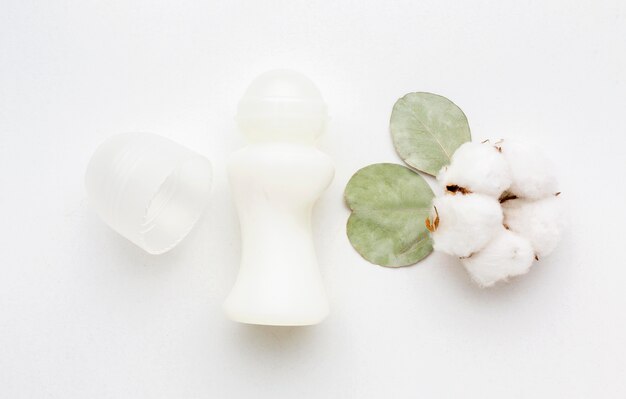 Top view cosmetic product with cotton