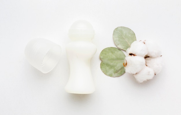 Top view cosmetic product with cotton