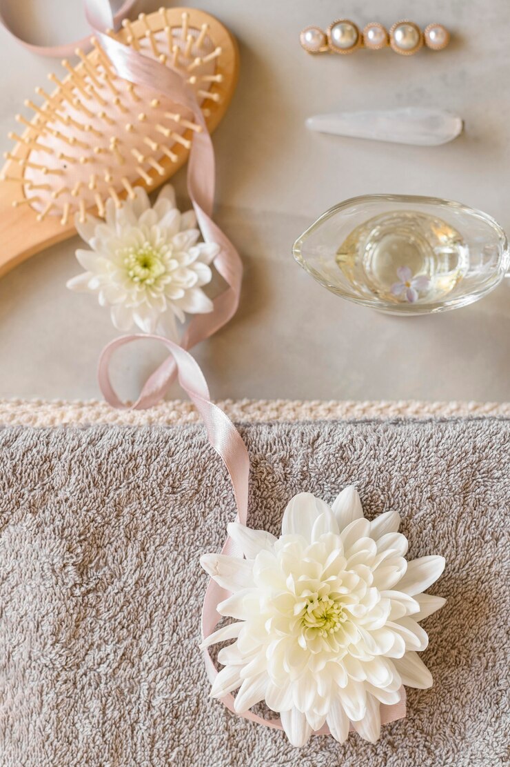 Free Photo top view cosmetic products for hair care