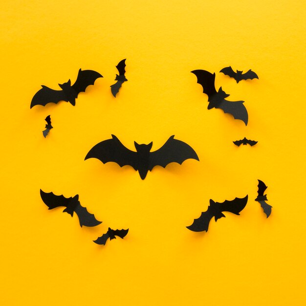 Top view creepy halloween concept with bats