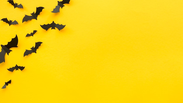 Top view creepy halloween concept with bats