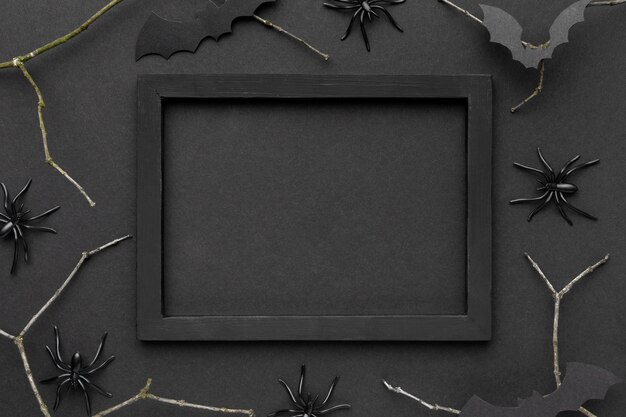 Top view creepy halloween concept with frame