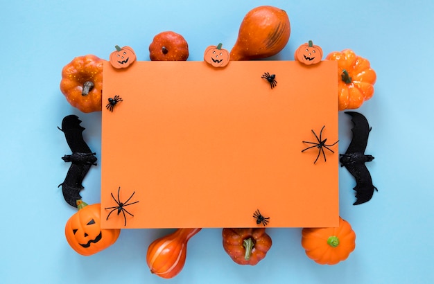 Free photo top view creepy halloween elements collection