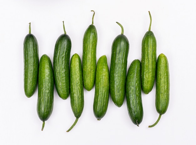 Top view cucumber on white  horizontal