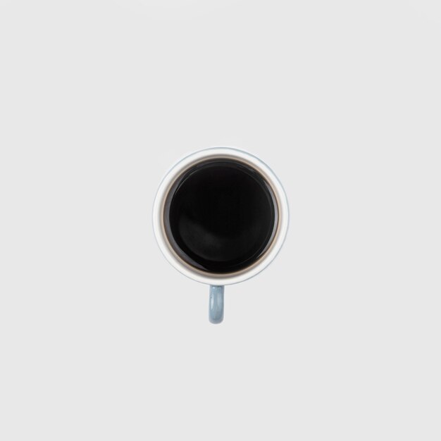 Top view cup of coffee with white background