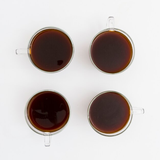Top view cups of coffee