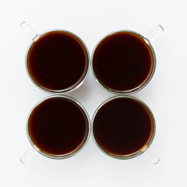 Top view cups of coffee