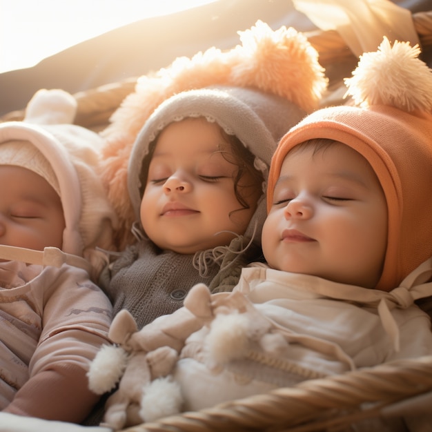 Foto gratuita vista dall'alto bambino carino sdraiato insieme