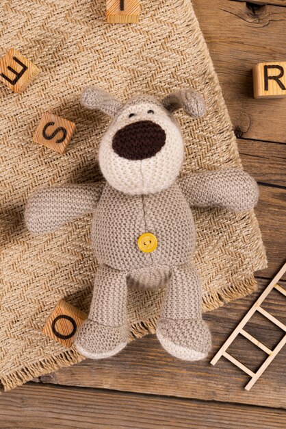Top view cute plush toy