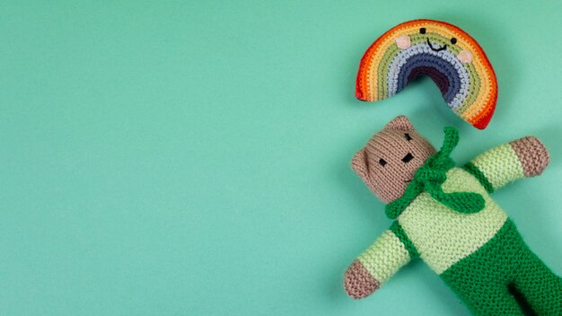 Top view cute plush toy