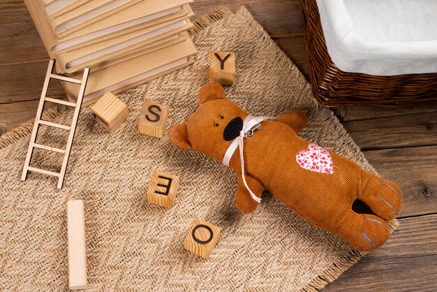 top view cute plush toy