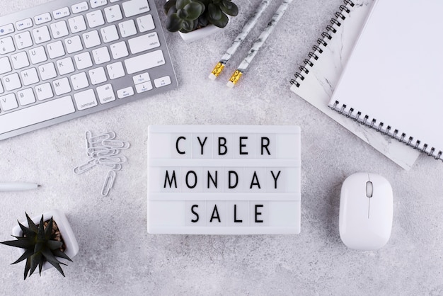 Top view cyber monday arrangement