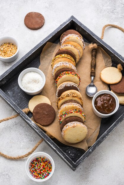 맛있는 alfajores 배열의 상위 뷰