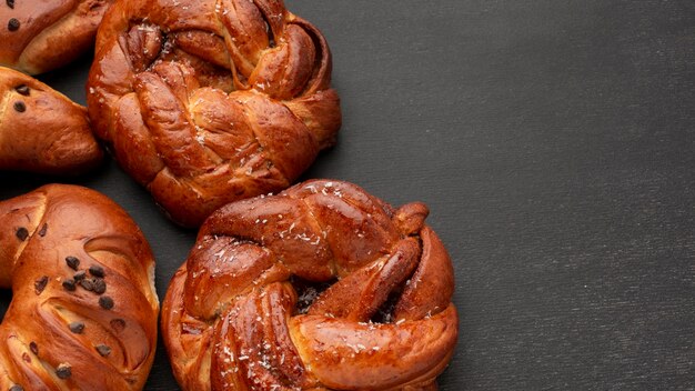 Top view of delicious bagels