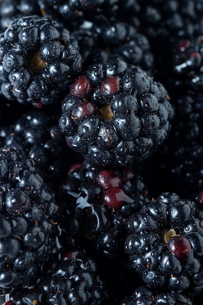 Top view delicious blackberries arrangement