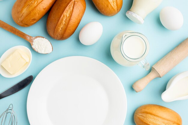 Top view of delicious bread concept with copy space