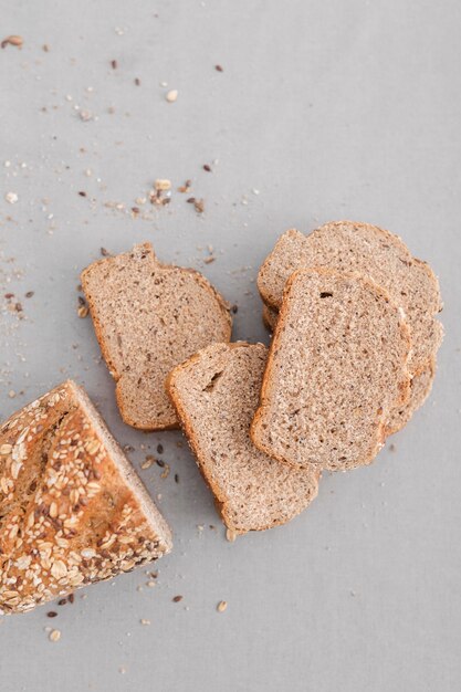 Top view delicious bread slices