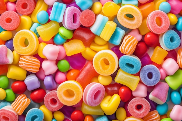 Foto gratuita vista dall'alto deliziosa disposizione di caramelle