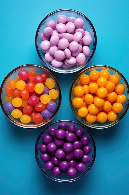 Free photo top view delicious candy in bowl