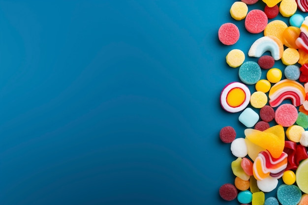 Бесплатное фото Вид сверху вкусные конфеты с копией пространства