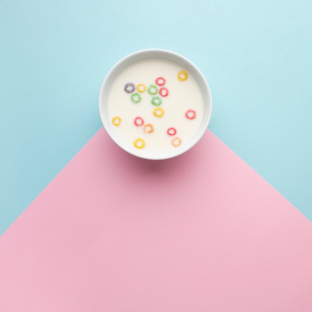 Top view delicious cereal bowl