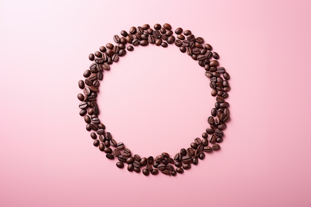 Вид сверху на вкусную композицию кофейных зерен