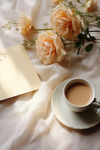 Free photo top view delicious coffee cup indoors