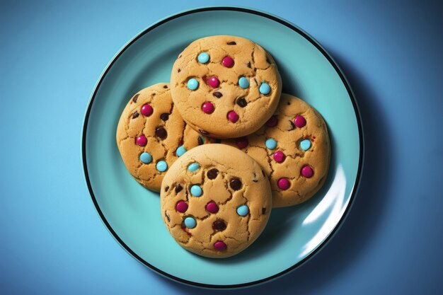 Free photo top view delicious cookies arrangement