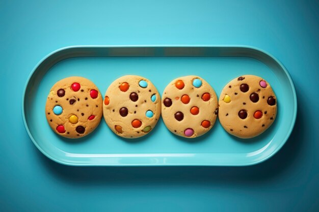 Free photo top view delicious cookies arrangement