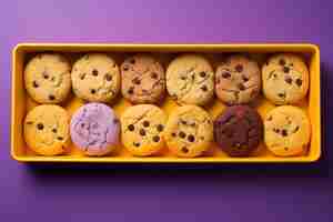 Free photo top view delicious cookies arrangement