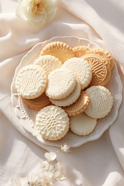 Foto gratuita vista dall'alto deliziosi biscotti sul tavolo