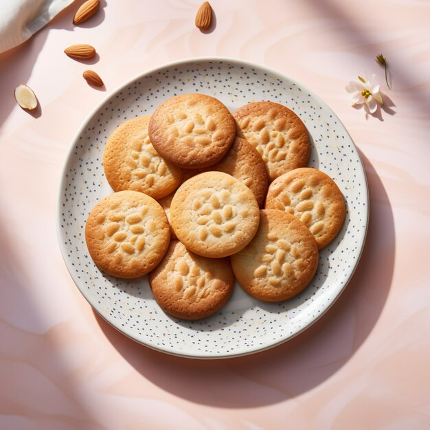 Top view delicious cookies on table