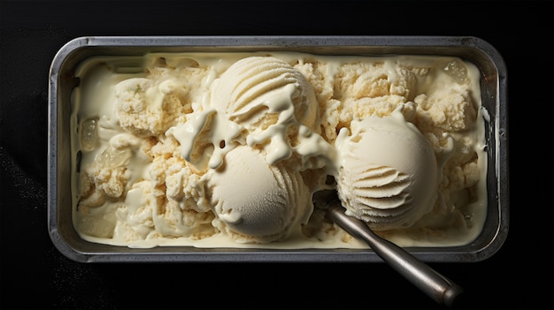 Бесплатное фото Отверстие восхитительного кремового мороженого