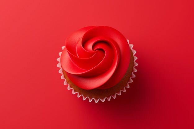 Top view on delicious cupcake