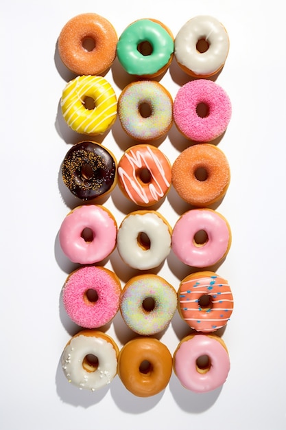 Free photo top view delicious donuts arrangement