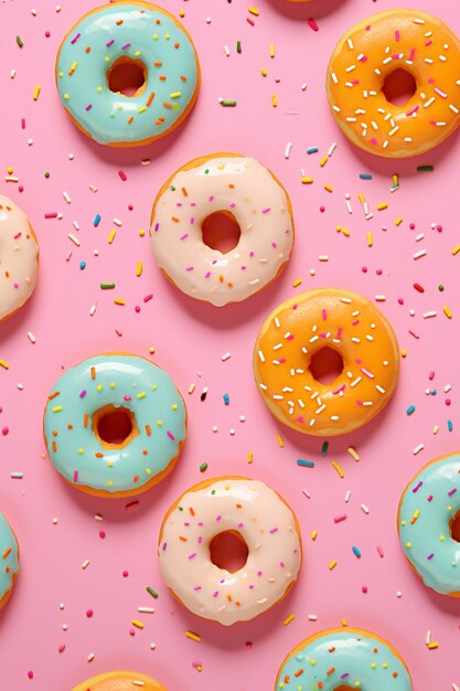 top view delicious donuts arrangement