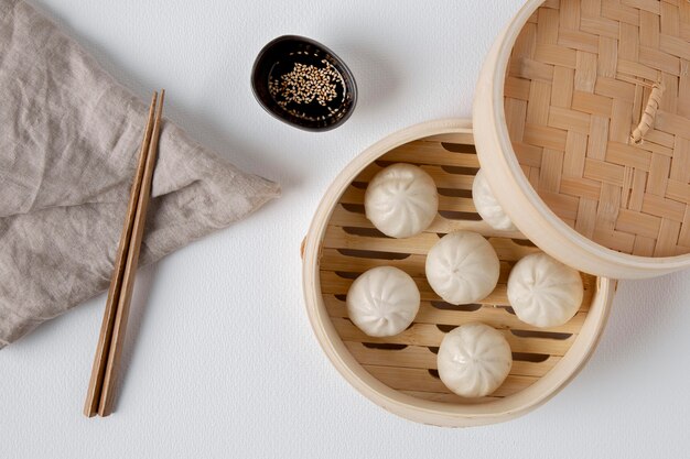 Top view of delicious dumplings concept