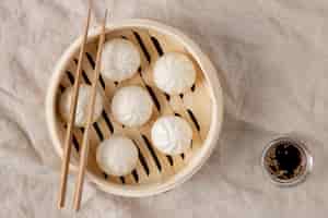 Free photo top view of delicious dumplings concept