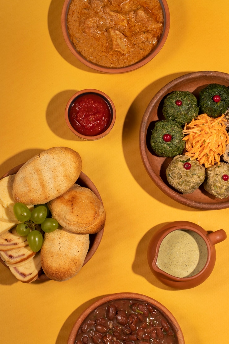 Free Photo top view delicious food on table still life