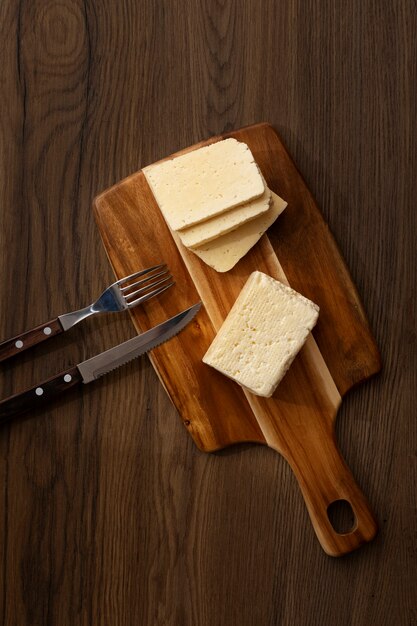 Top view of delicious fresh cheese