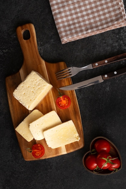 Top view of delicious fresh cheese