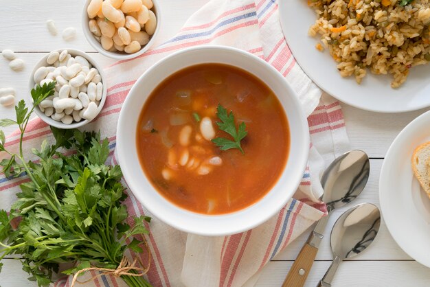 Вид сверху вкусной здоровой пищи