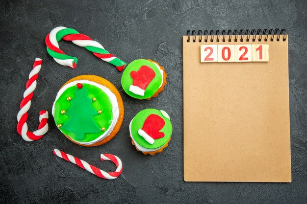 Top view of delicious homemade small cookies for Christmas