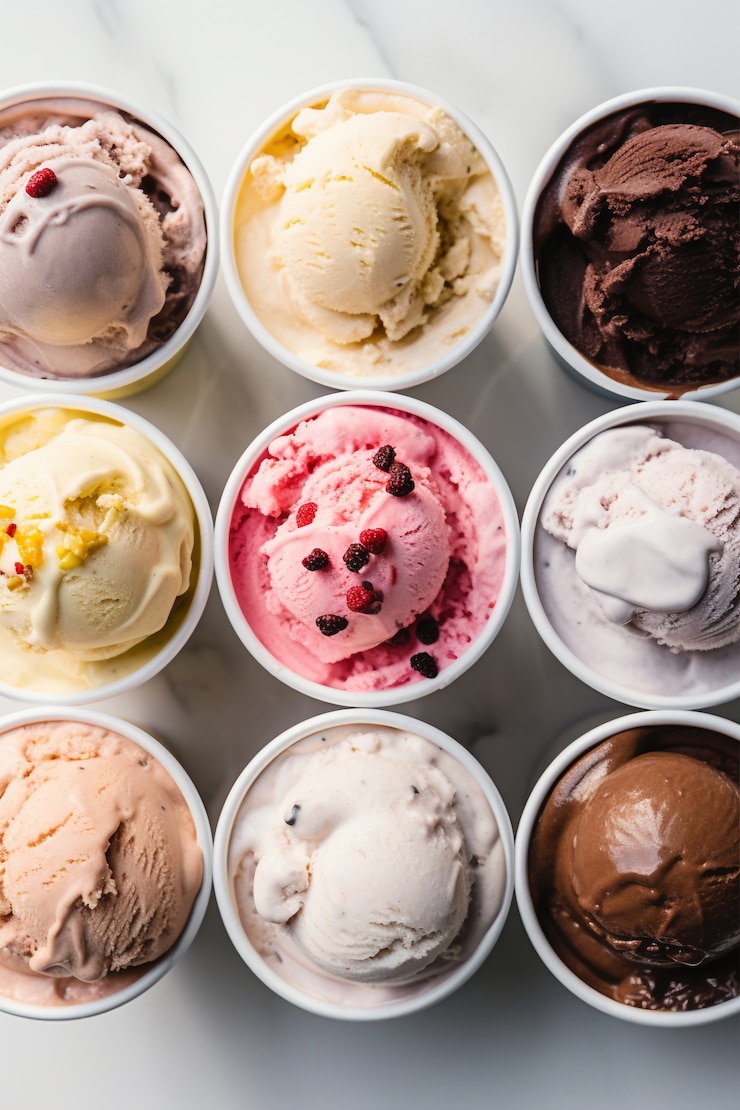 Free Photo top view delicious ice creams arrangement